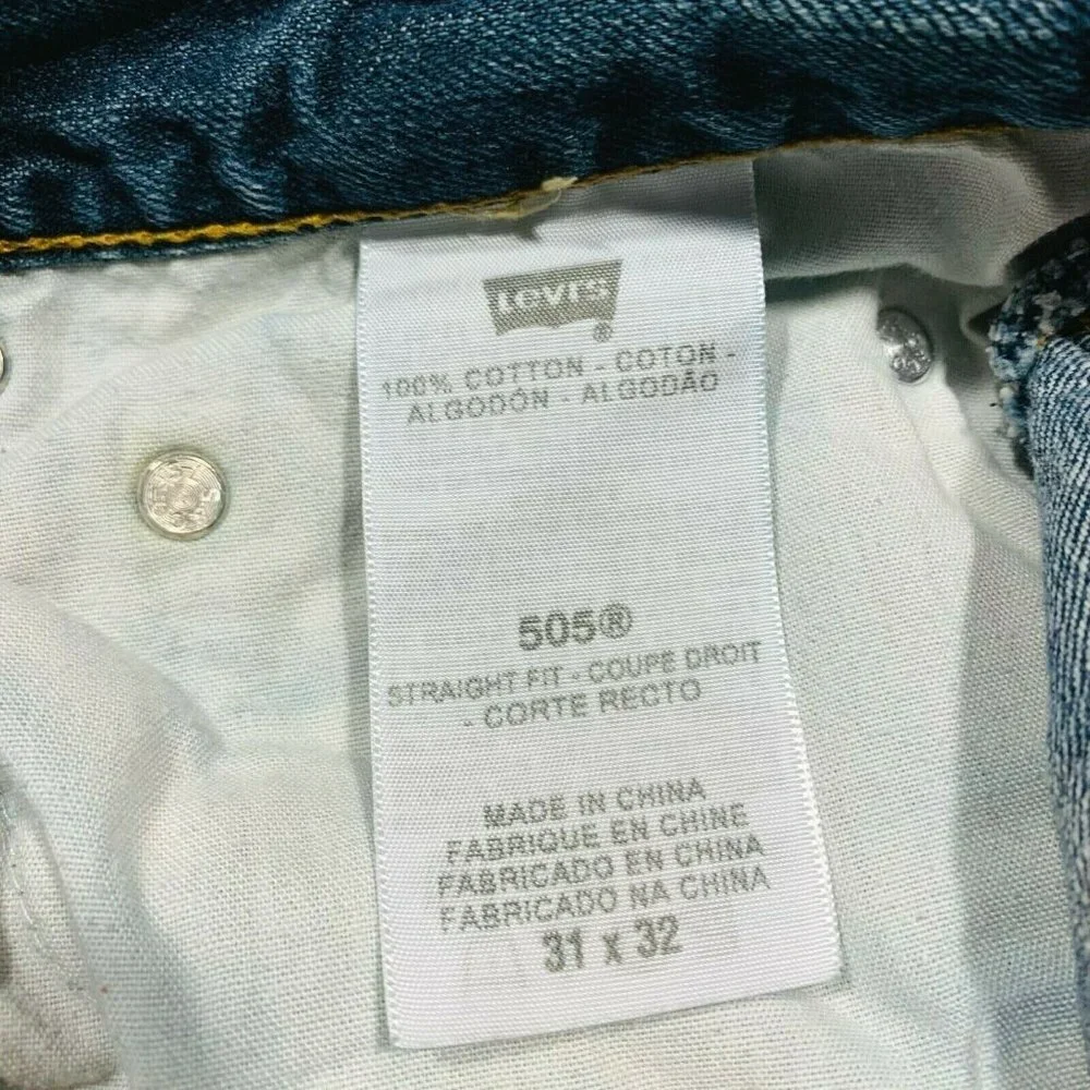 Levi's 505 Straight Fit Jeans Distressed Faded Whisker Red Tab Dark W31xL32 NWOT